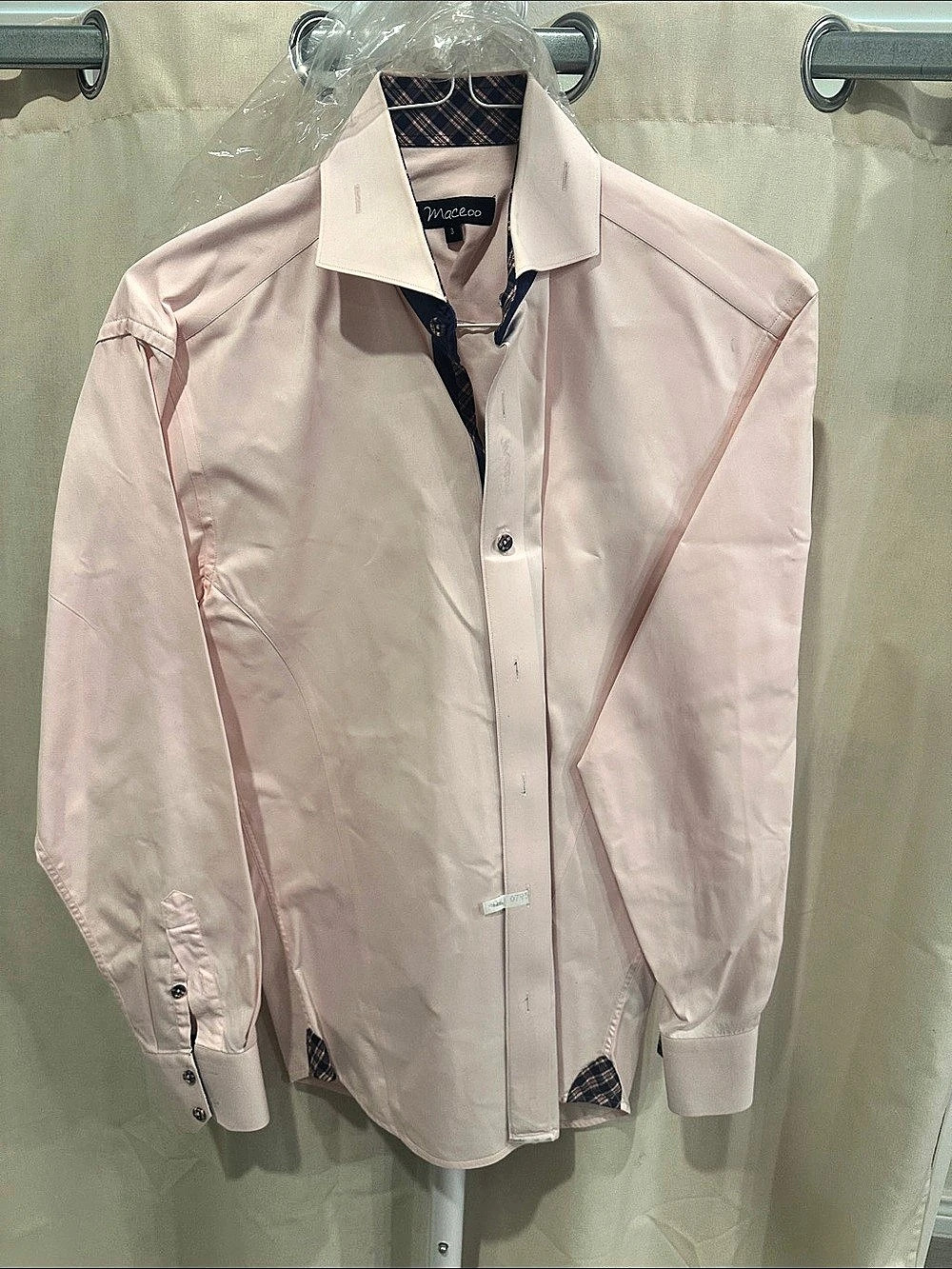 Maceoo Plaid Trim Button Down Pink Size 3